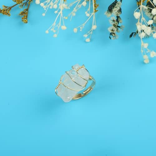 Прилагодлив лековит кристален прстен природен кварц рачно изработена неправилна жица завиткани прстени прстени со скапоцен камен накит за