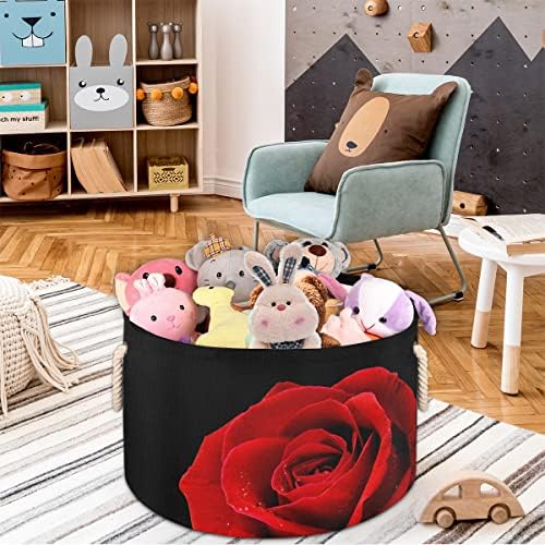 В Valentубени цвет роза големи тркалезни корпи за корпи за перење алишта со рачки ќебе корпа за складирање за полици за бања за организирање