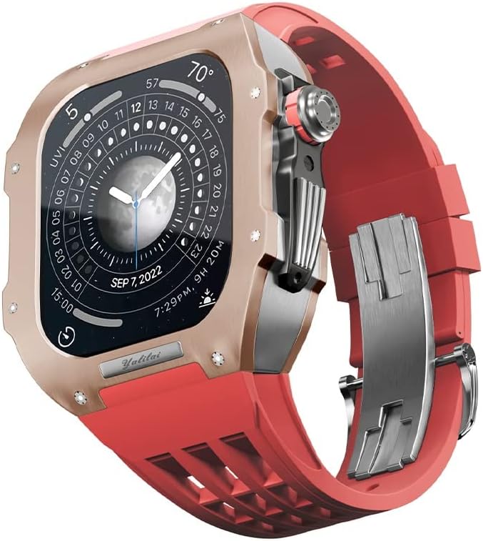 SOUMIX Гумена Лента Титаниум Рамка За Apple Watch 8/7 Apple Mod Гледајте Додаток Замена Титаниум Луксузен Случај Компатибилен Со Iwatch Серија