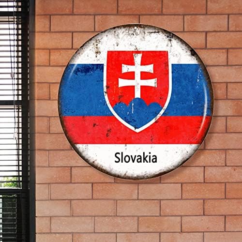 Madcolitote Словачка метал знак Словачка знаме добредојде знак за предниот трем Национално знаме обичај wallидна уметност фарма куќа декор венец