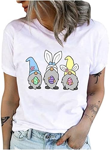 Велигденски ден за жени Гном Велигденска кошула Смешна велигденска гномска маица со јајце лето лето-случајни велигденски маички