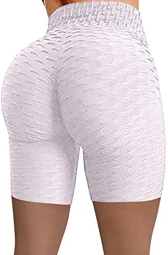 Lcepcy Butt за кревање велосипедисти шорцеви за жени со високи половини јога текстурирани хеланки атлетски тренинзи хулахопки