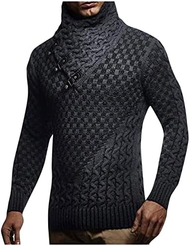 Плетени џемпер мажи, европски и американски машки плетенка пулвер со качулка со тенок тенок џемпер