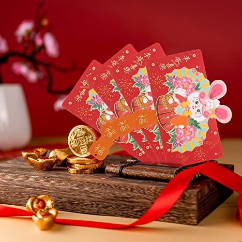 АБУФАН Црвени Пликови Кинеска Нова година 4 парчиња Кинеска Нова Година Црвени Пликови Зајачка Година Црвени Пакети Новогодишни