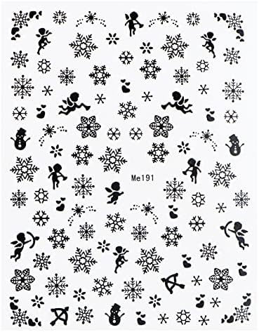 Божиќни налепници за нокти - 9 листови снегулки за нокти на декорации за празници за украси за нокти DIY зимски 3Д самолепливи налепници