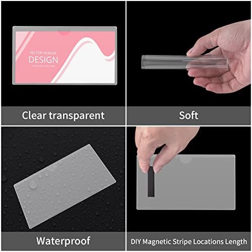 XuwaidSgn 20 парчиња 2.5''x 4,4 '' Магнетски винил џебови јасно со магнетна лента за магнетни етикети со врвни држачи за етикетата на лентата за