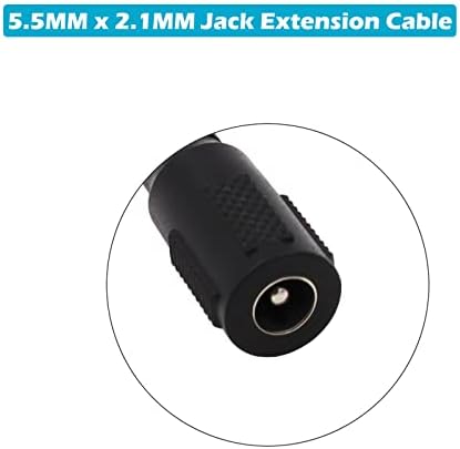 Fancasee 2 пакет 5,5 mm x 2,1 mm DC кабел за продолжување на напојување 90 степени десен агол машки до женски приклучок за приклучок за приклучок