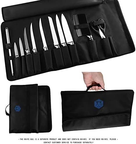 Togn XYJ KITHCEN TOLF ROLLESS има ножеви од 12 парчиња ножеви и острилка за готвење за готвење преносни издржливи џебови за складирање црна торба за носење торба за носење торба