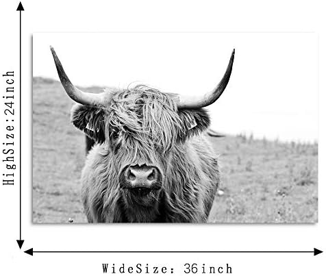 Хајленд крава шема платно wallидна уметност фарма куќа отпечатоци фотографија современа животинска крава украс маслото слики за живеење