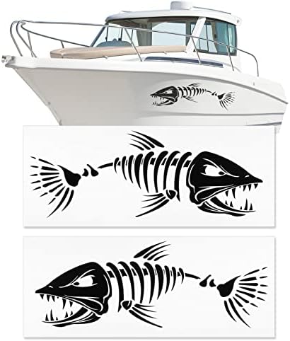 Бродски Скелетни Налепници За Риби - Декорација На Коски Од Морска Ајкула Налепници За Риболов Графички Додатоци За АВТОМОБИЛСКИ