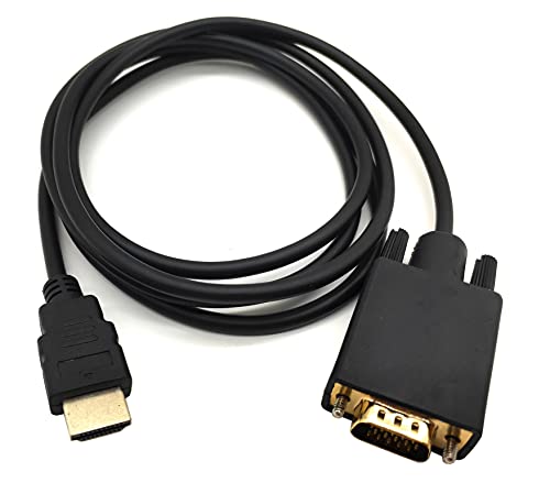Кабел за адаптер HDMI до VGA, Haokiang 6ft/1,8m злато-позлатен 1080p HDMI машки до VGA Активен видео конвертор за видео конвертор Поддршка