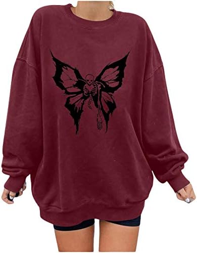 Ракав Пуловер Пеперутка Обична Женска Блуза Печатење Врвови Долга Дуксер Женска Блуза