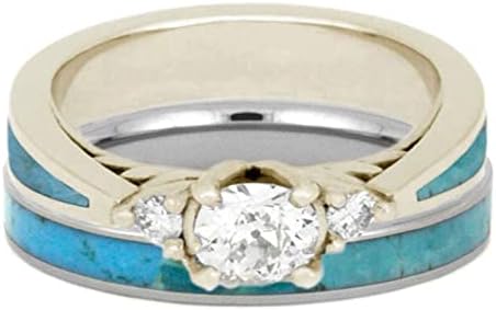 2023 Ново за мојата ќерка Сребрена природна скапоцен камен дијамант 2 парче сет прстен Едноставен моден накит Популарни додатоци
