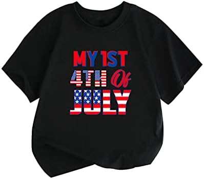 Деца мали деца летни облеки за летна облека за 2-8 години деца 3Д печати 4-ти јули обични маици врвови на маици