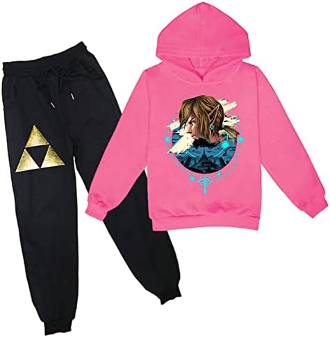 Benlp Maxvivo Kids Boys 2 парчиња облека за џемпери-Облека за легенда на Zelda Graphic Loose Hooded Tops+џемпери за девојчиња