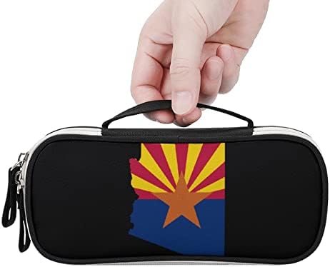 Знаме мапа на Аризона Меш Пу Кожена пенкало за молив Организатор Преносна шминка за носење чанти за складирање на куќишта