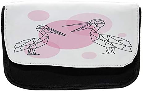 Зачудувачки случај со молив во пеликан, полигонална уметност на птици, торба со молив со ткаенини со двоен патент, 8,5 x 5,5,