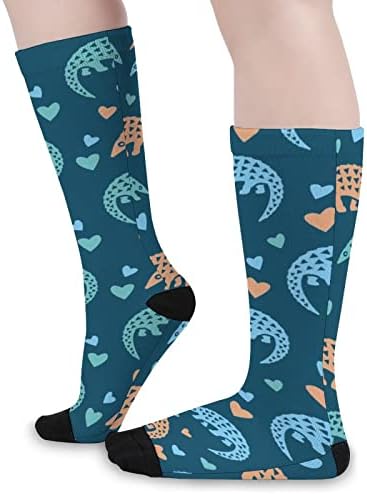 Смешна станица Панголини шема над-теле-чорапи Компресија на колено високи чорапи за слободно време на забава за жени и мажи