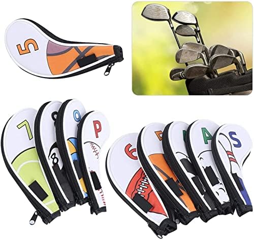 AOOF Golf Club Ironелезен капак, 9 парчиња Golf Iron Head Givers Digital Digital Zipper Sport Sport Somphate заштитен PU водоотпорен