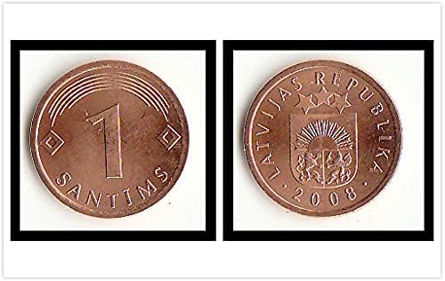 Европска Нова Европска Нова Литванија 1 Поени Монета Странски Монети Комеморативна Латвија 1 Синиш Монети 2008 Издание Странски