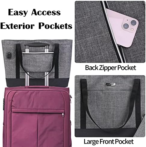 Торба За Лаптоп За Жени 2 Парчиња Комплет, Голема Работна Торба Компјутерска Чанта Чанта Наставничка Торба СО USB Порта за Полнење