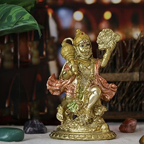 Хинду -бог леташе Хануман статуа - Мал индиски идол Хануман Мурти скулптура во Индија, Господ Господ фигура за домашни канцеларии