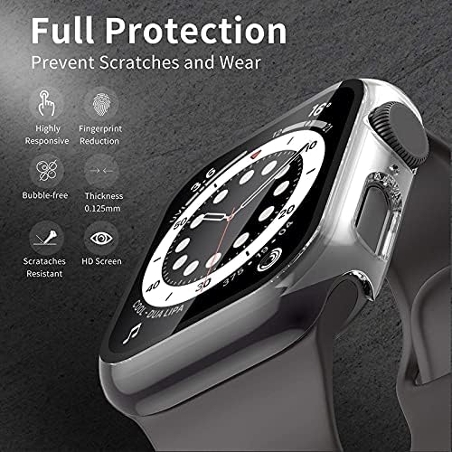 [2 пакет] Случајот за гледање компатибилен за Apple Watch Series 6/SE/5/4 40мм со заштитник на екран на стакло, Ewuonu HRAD компјутер