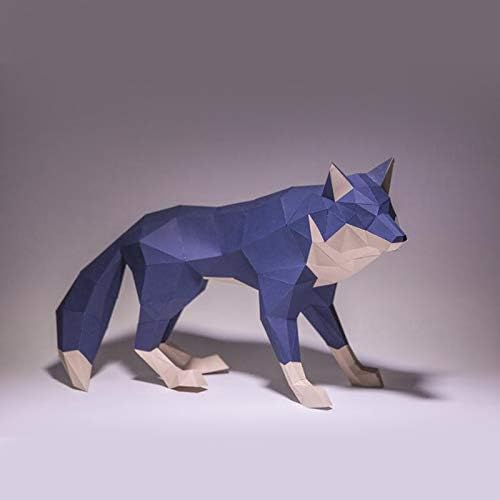 3D DIY рачно изработена хартија скулптура модел на животинска хартија пред-пресечен хартија занает волк изглед хартија играчка оригами загатка