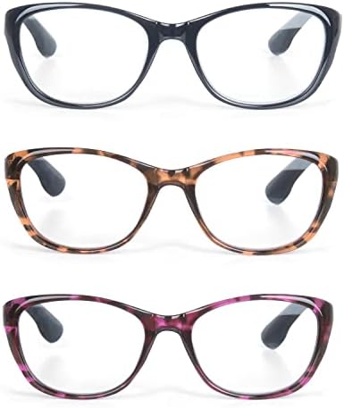 Око зум 3 пакувања мачки стил на очи за читање очила пластични модни дизајн читатели за жени