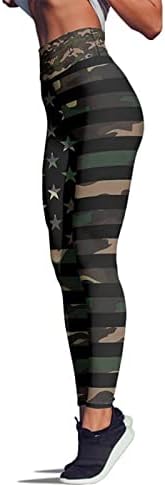 Американско знаме 4 -ти јули женски хеланки на стомакот Контрола на САД знаме панталони за џогер, се протегаат лесни атлетски тренинзи јога