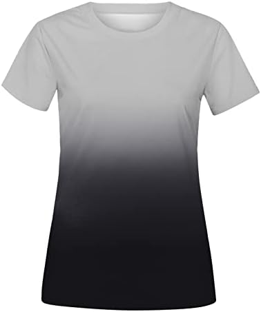 Adpan женски дневно лето печатење o врат резервоарот врвови со кратки ракави кошули за тренингот случајни лабави маички спандекс т