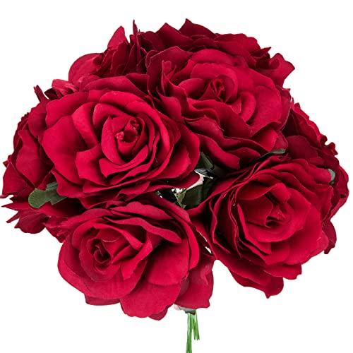 Излез 8 Парчиња Црвена Роза Клипови Црвена Цвет Коса Иглички Роза Брош Цветни Клипови Ткаенина Роза Цвеќиња Коса Клипови Мексикански Коса
