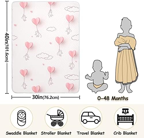 Swaddle Blackete Heart Balllouns People Cotton Clain за новороденчиња, примање ќебе, лесен меко залепено ќебе за креветчето, шетач, расадник