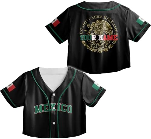 Име за персонализација Мексико Мексикански орел култура на врвот бејзбол дрес XS - XL, мексико Jerseyерси Крп Топ, Мексико култура на врвот