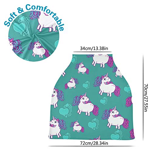 Yyzzh Unicorn Love Heart Heart Pattern Strighty Baby Car Seat Cover Canop Canopy Nursion Covers Covering Cover Dishable Windproof Зимска