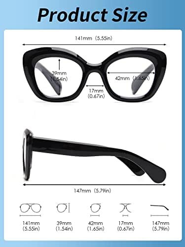JM 3 Пакет Cateye Очила За Читање, Сина Светлина Блокирање Компјутер Читач за жени мажи