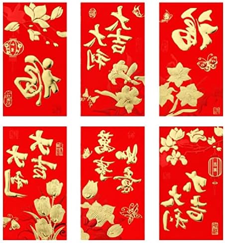 Кинески Новогодишни Црвени Пликови Комплет од 6 Година На Тигар Среќен Џеб Подароци За Пролетен Фестивал 2022 Свадба Роденден Црвен Плик