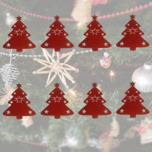 Амосфун 8 парчиња Држачи За Божиќни Садови Вилушки Торба Со Лажица Новогодишна Елка Сребрени Садови Џебови Прибор За Јадење Торба За Складирање