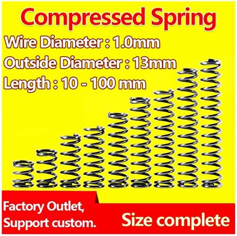 Ахегас Спрингс Компресија пролетен притисок пролетен дијаметар на жицата 1.0мм / надворешен дијаметар 13мм Враќање пролетно издание пролет)