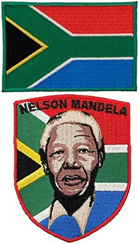 А-Еден 2 парчиња пакет-југ Африка Шилд Печ+Амблем на знамето на Јужна Африка, револуционерна лепенка, вез за расна еднаквост, шијте на
