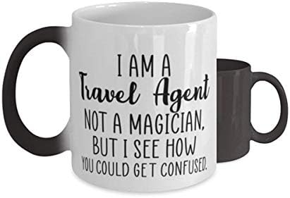Јас сум туристички агент, а не магионичар, кригла за туристички агенти, за туристички агент за промена на топлина во боја на чаша од кригла