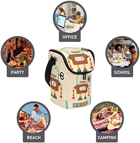 Торби за ручек За Жени Мажи, Изолирани Ретро Смешни Цртани Роботи За Ручек Торбичка Со Кутија Со Прилагодлив Ремен За Рамо За Училиште, Работа,