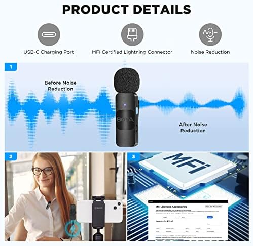 BOYA Безжичен Lavalier Ревер Микрофон за iPhone iPad-Мини Сенасочен Кондензатор Видео Снимање Микрофон За Интервју Podcast Vlog YouTube