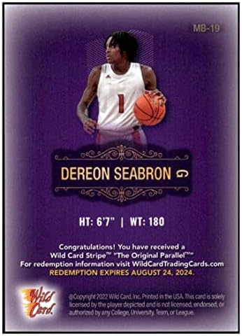 Дереон Seabron RC 2022 Wild Card /3 Purple Chase Rookie 50 поени злато 19 Michigan NM+ -MT+ NBA кошарка