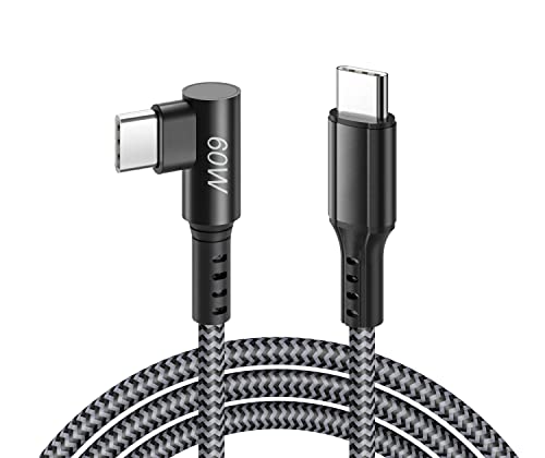 Ainlike PD USB C кабел 60W, 6,6 ft Type C до Type C кабел за полнење Десен агол, компатибилен со iPad Pro 11/12,9 инчи, Air