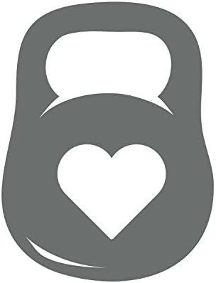 Kettlebell + срце - 2 широко сиво исечено винил декларација - за MacBook, Car, Laptop или што било!