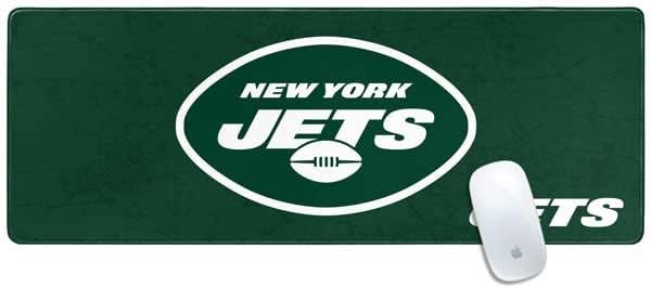 Skinit официјално лиценциран NFL New York Jets потресениот дизајн, 31,5 x 11,8 Голема подлога за глувци со игри со зашиени рабови, тастатура