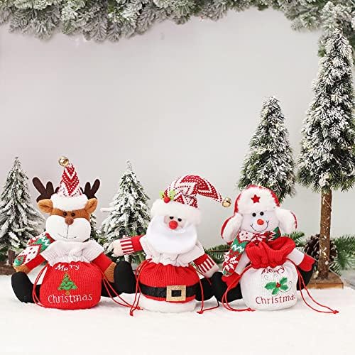 1 парчиња Божиќна торба за подароци кукли торба торба торба торба шеќер закуска торба торба санта снежна мечка Божиќ Божиќни украси