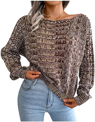 Симпатични џемпери со долг ракав топло дебели плетени врвови удобни основни едноставни маици за жени