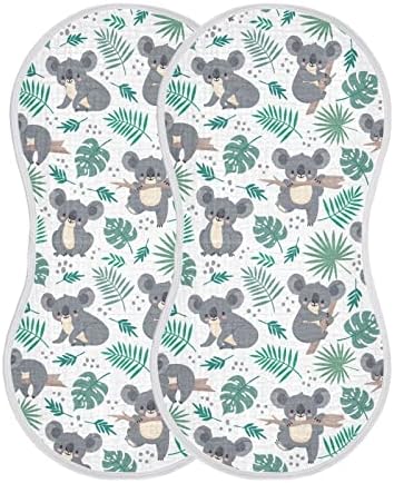 Xigua koala muslin baby burp ткаенини, 4 пакувања чисти памучни бебиња за бебиња, абсорбента и мека крпа од крпа за новороденчиња за